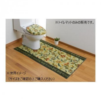 オリエンタル更紗 トイレマット(抗菌防臭 吸水速乾) 日本製 80×145cm グリーン【同梱・代引き不可】