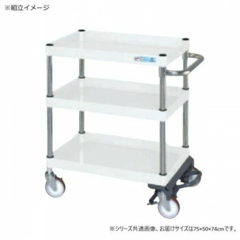 サカエ CSパール手押し車中量手合い フットブレーキ付 パール白いこと CSP-7573BRNUW【代引不可】