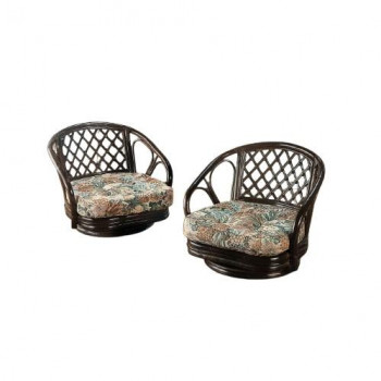 今枝商店　Romantic Rattan　籐回転座椅子2脚組　ロータイプ　TK703【同梱・代引き不可】