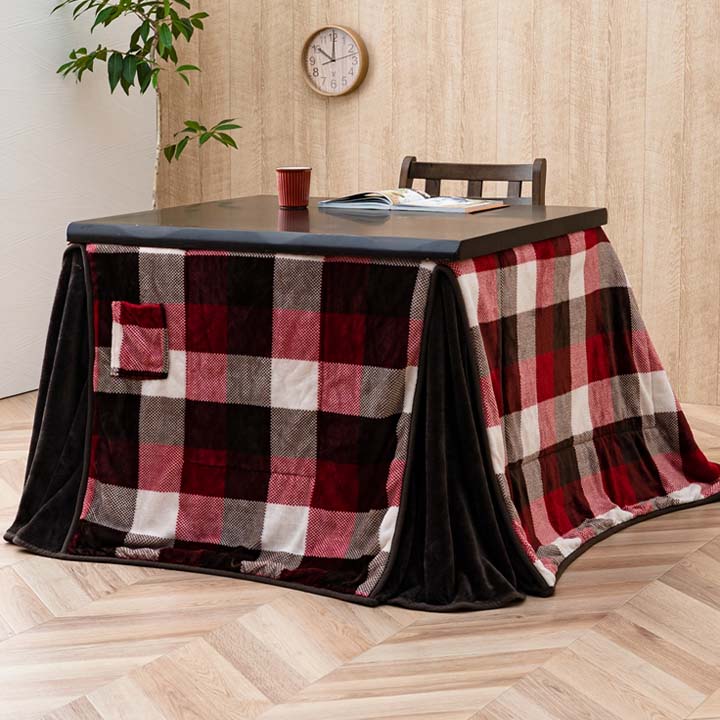 こたつ布団 正方形 ダイニング用 高脚用 チェック柄 『ジャーナル ハイタイプ』 約235×235cm チェック柄の高脚用こたつ布団カバー 【代引不可】
