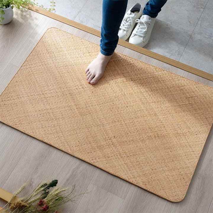籐 敷 マット 玄関 キッチン あじろ織り 約80×150cm インドネシア産 ハンドメイド 自然素材 アジアン ラタン ひんやり 冷感 リゾート お手入れ簡単 丈夫 耐久性 汚れにくい 夏におすすめ、ひんやり籐ルームマット 【代引不可】