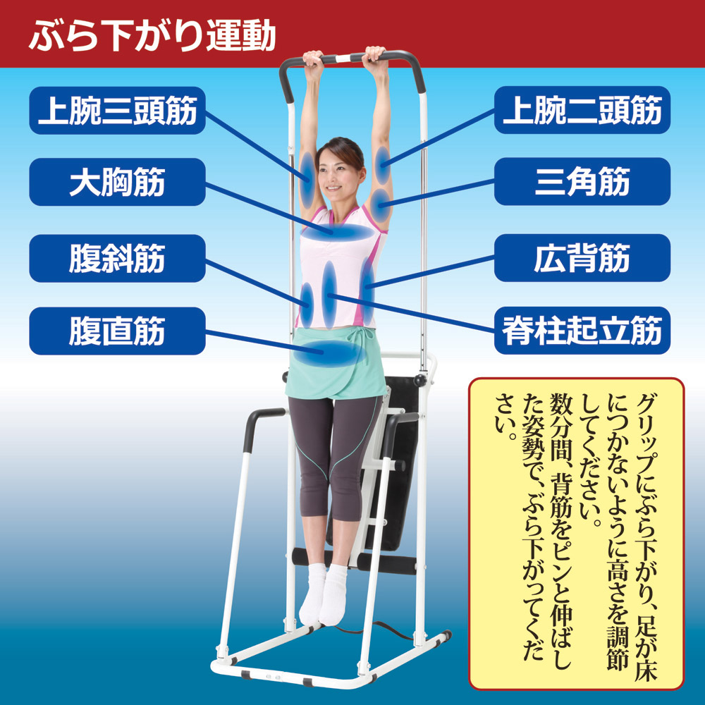 楽天市場 ぶら下がり君 極 ベンチシート付き 背筋 腕 健康器具 ぶら下がり健康器 アーム運動 腹筋運動 トレーニング フィットネス 筋トレ 全身ストレッチ ぶら下がり運動 ぶら下がり器 ベンチプレス アームエキスパンダー 代引 同梱不可 壱番館ｓｈｏｐ