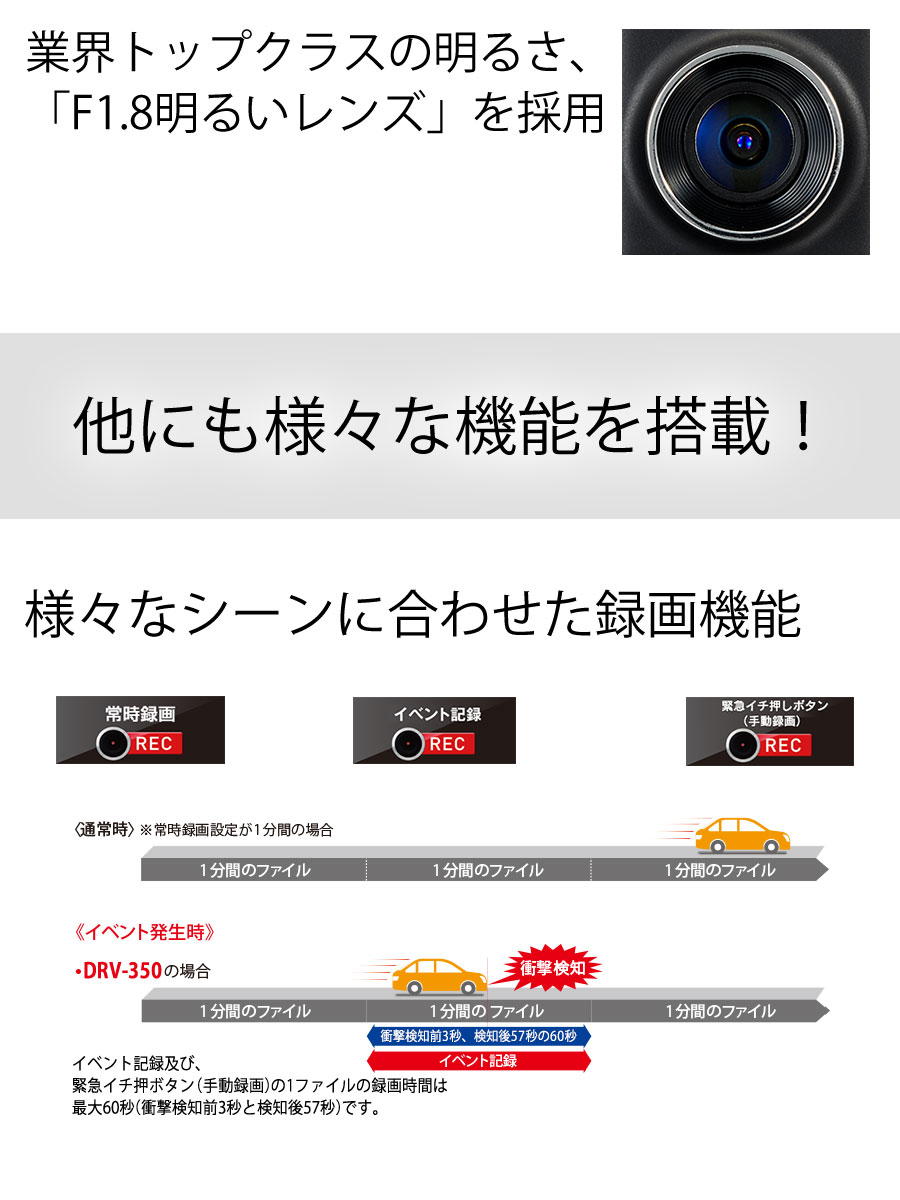 楽天市場 クーポンで1 000円off ドライブレコーダー 常時録画 ドラレコ Microsdカード16gb付属 フルhd録画 Gps搭載 煽り運転 ドライブ カー用品 Kenwood ケンウッド Drv 350 L 壱番館ｓｈｏｐ