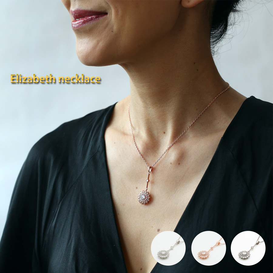 ネックレス Elizabeth necklace アクセサリー コスチュームジュエリー キュービックジルコニア ジルコニア ガラスコーティング済み U&co. ユーアンドコー 【代引不可】