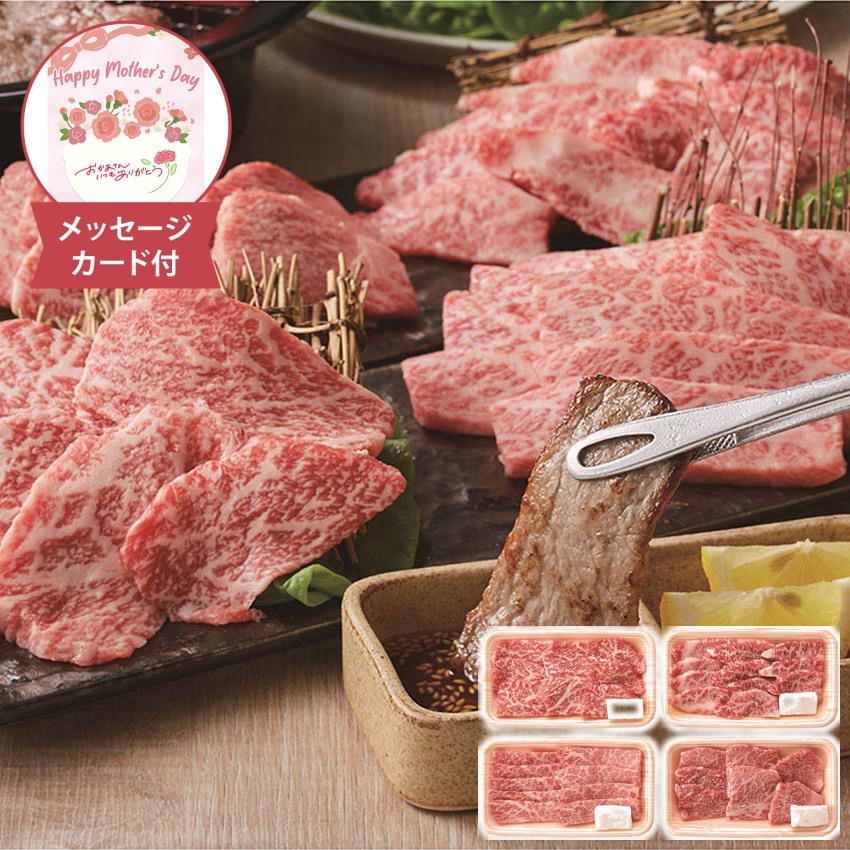 母の日 松阪牛 人気の焼肉4種 食べ比べセット 480g メッセージカード付 母の日ギフト 2026 松阪牛 焼肉用 ロース カルビ もも バラ 贅沢 肉ギフト 贈り物 牛肉 RKMBY48-150MA