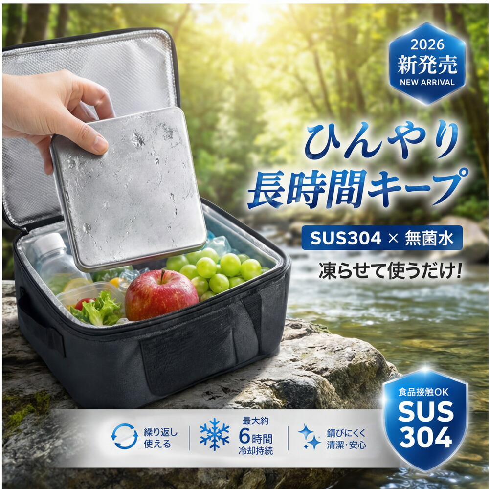 【2026年モデル】 【当日出荷】 【生ものも新鮮キープ 長持ち！】 アイスパック 氷嚢 氷のう 保冷プレート 保冷剤 ステンレス ステンレス保冷剤 長時間 強力保冷 クーラーボックス 小型 繰り返し使える 冷蔵冷凍対応 猛暑対策 急速冷却 お弁当 釣り キャンプ BBQ｜一木良品　店