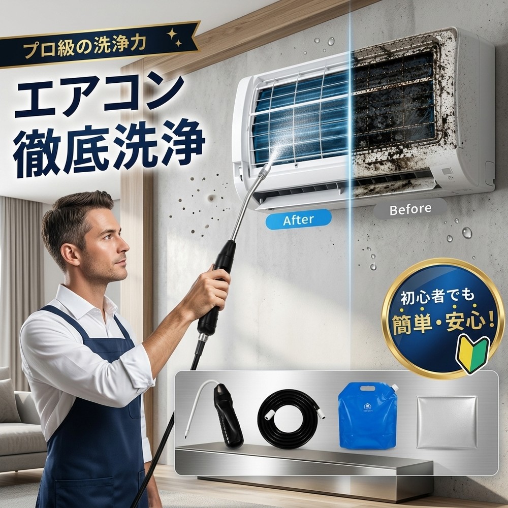 【2026年モデル】【当日出荷】 エアコン洗浄セット エアコン掃除セット エアコンクリーニングキット エアコン洗浄キット コードレス 高圧洗浄機 充電式 洗浄ガン ポータブル洗浄ガン 電動スプレー 高圧噴霧器 エアコン洗浄 排水ホース付き DIY カビ取り｜一木良品　店