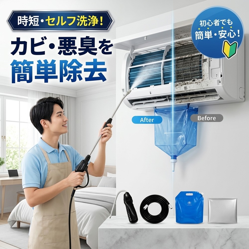 【2026年モデル】【当日出荷】 エアコン洗浄セット エアコン掃除セット エアコンクリーニングキット エアコン洗浄キット コードレス 高圧洗浄機 充電式 洗浄ガン ポータブル洗浄ガン 電動スプレー 高圧噴霧器 エアコン洗浄 排水ホース付き DIY カビ取り|一木良品 店