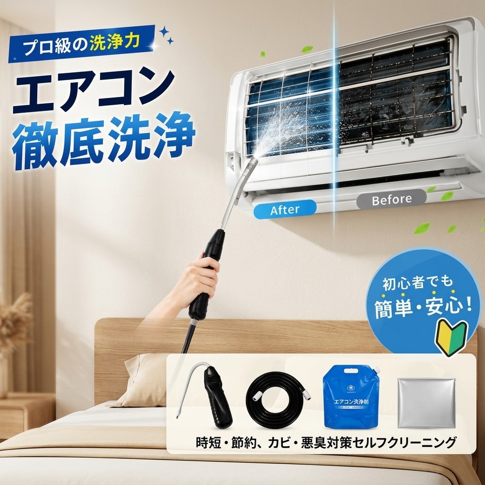 【2026年モデル】【当日出荷】 エアコン洗浄セット エアコン掃除セット エアコンクリーニングキット エアコン洗浄キット コードレス 高圧洗浄機 充電式 洗浄ガン ポータブル洗浄ガン 電動スプレー 高圧噴霧器 エアコン洗浄 排水ホース付き DIY カビ取り｜一木良品　店