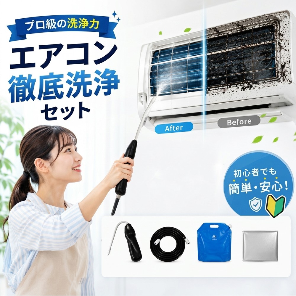 【2026年モデル】【当日出荷】 エアコン洗浄セット エアコン掃除セット エアコンクリーニングキット エアコン洗浄キット コードレス 高圧洗浄機 充電式 洗浄ガン ポータブル洗浄ガン 電動スプレー 高圧噴霧器 エアコン洗浄 排水ホース付き DIY カビ取り｜一木良品　店