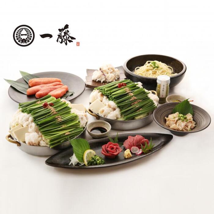 ★【もつ鍋一藤】国産黒毛和牛もつ鍋　豪華よかばいセット（九州の逸品5～6人前相当）味噌・醤油の贅沢2種！　公式ショップ　福岡　本場博多　お取り寄せグルメ　明太子　あごおとし　馬刺し　送料無料