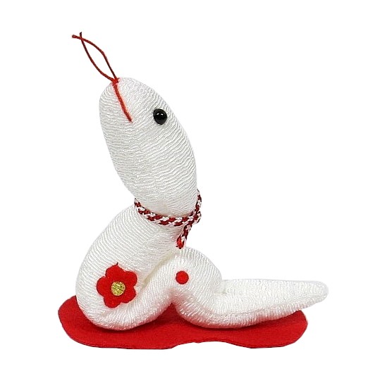 楽天市場】完成品 ちりめん干支 巳 大 縮緬置物 白 お正月飾り