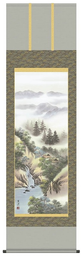 山水画 山河望郷 清水玄澄 尺五(B1-N022)