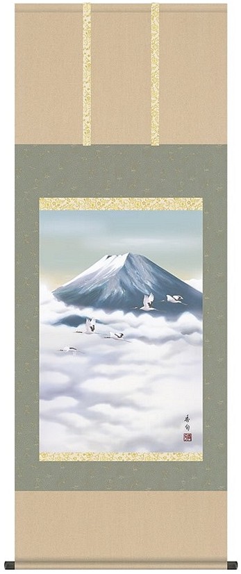 山水画 黎明富士 伊藤香旬 尺五 B5-039|人形の一藤