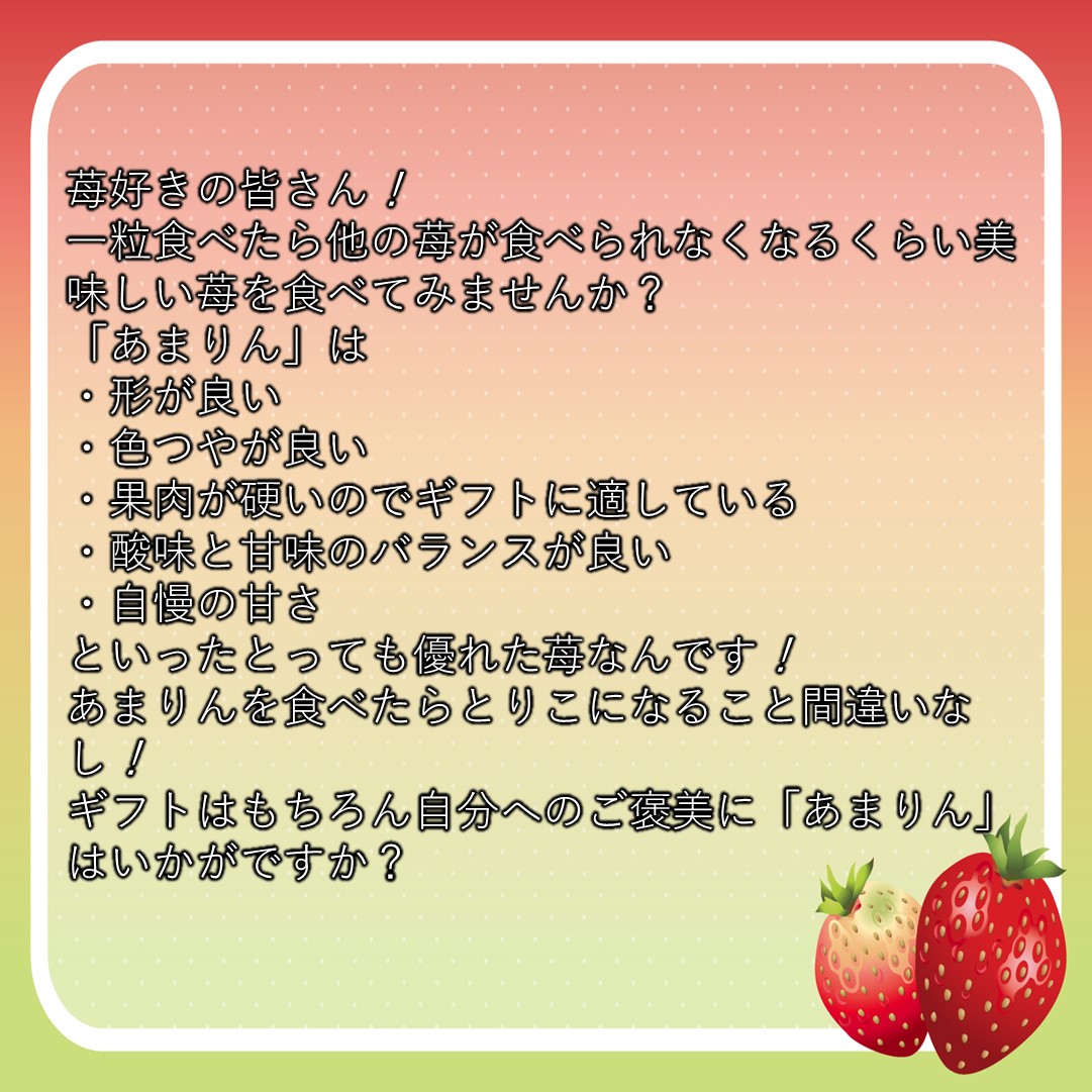 農園直送】あまりん 2パック 500グラム 16粒〜30粒 いちご イチゴ 苺