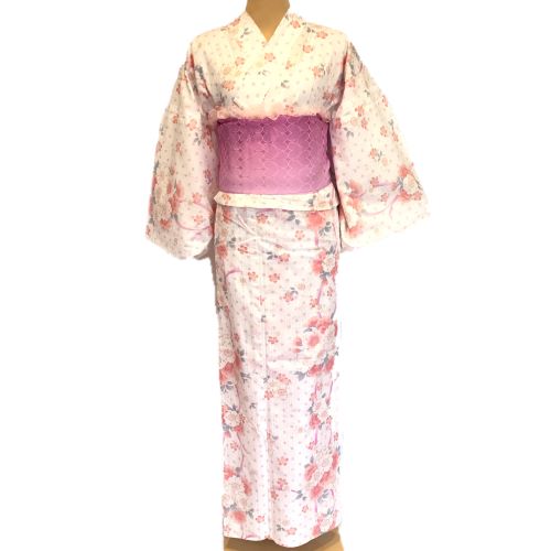 レンタル 往復送料無料 レディースゆかたレンタル 浴衣レンタル 着物レンタル 浴衣 半幅帯 下駄 巾着バッグ 着付け小物付き 大人可愛い オシャレ フリーサイズ 約 対応 ピンクドット 桜 リボン Rvcconst Com