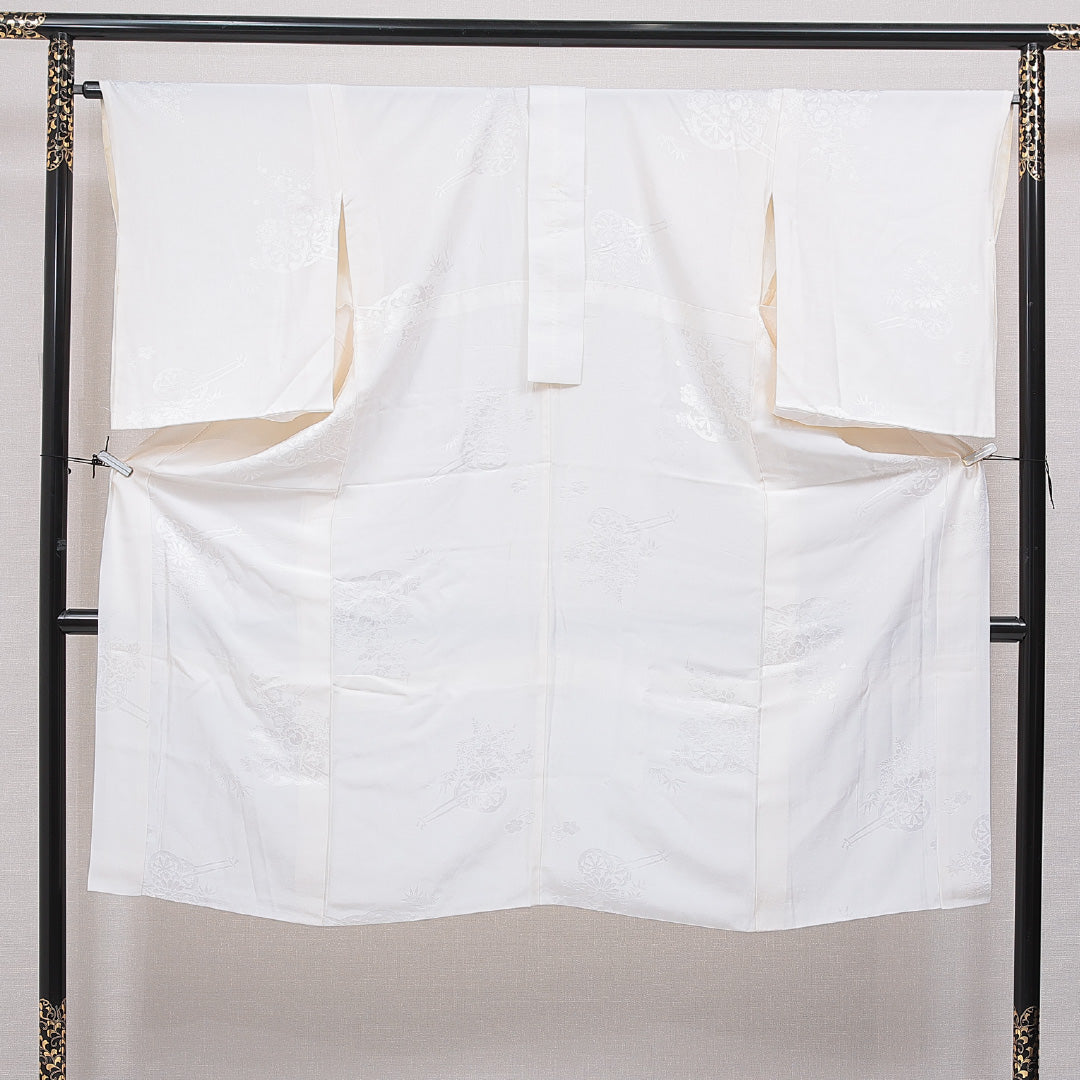 長襦袢 無双袖 身丈130cm 裄丈66cm 正絹 Sランク Lサイズ 花車 クリーム系 1229-16680｜糸千花和装　店