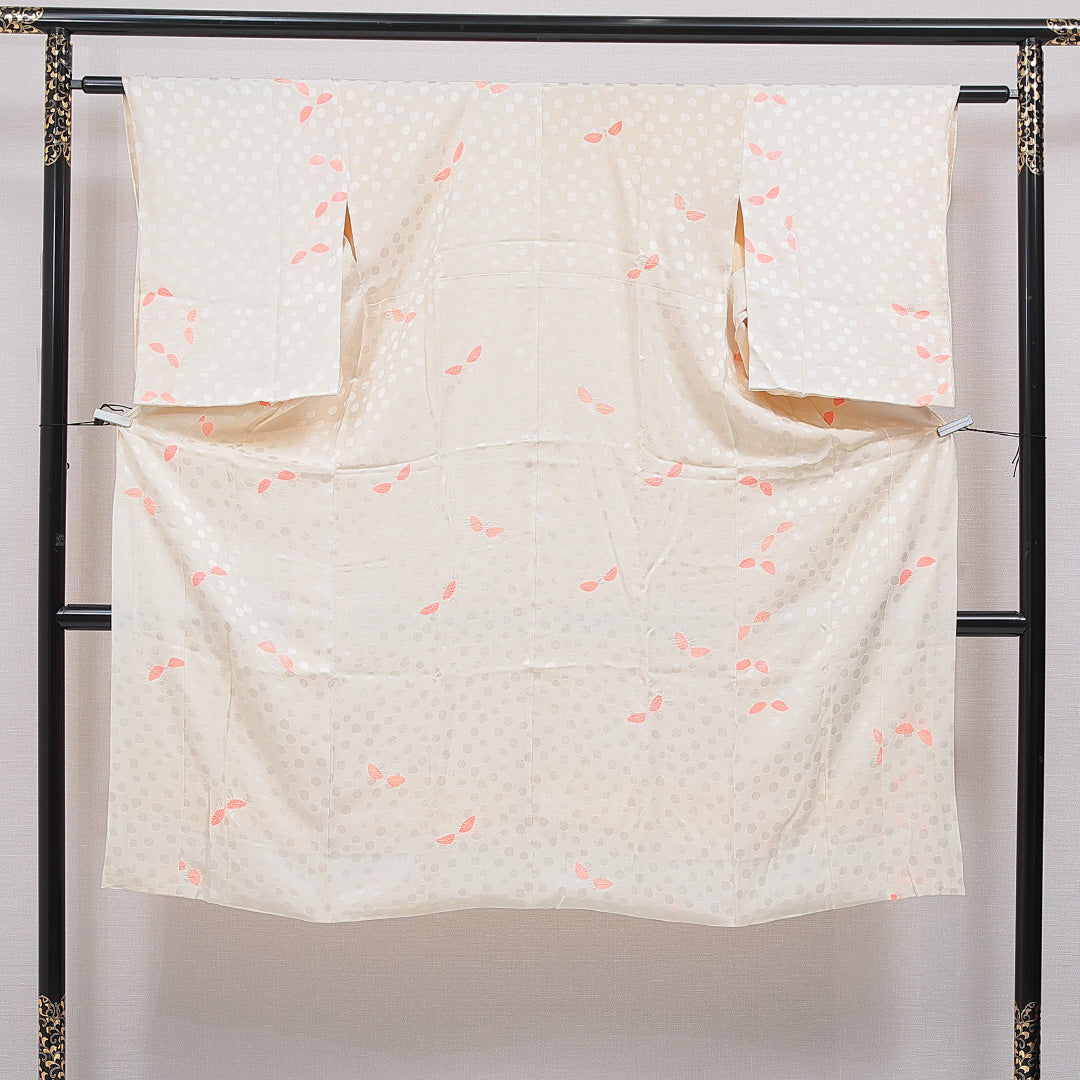 アンティーク 長襦袢 無双袖 身丈129cm 裄丈60cm 正絹 Aランク Lサイズ 部分絞り 創作柄 クリーム系 1229-16706｜糸千花和装　店