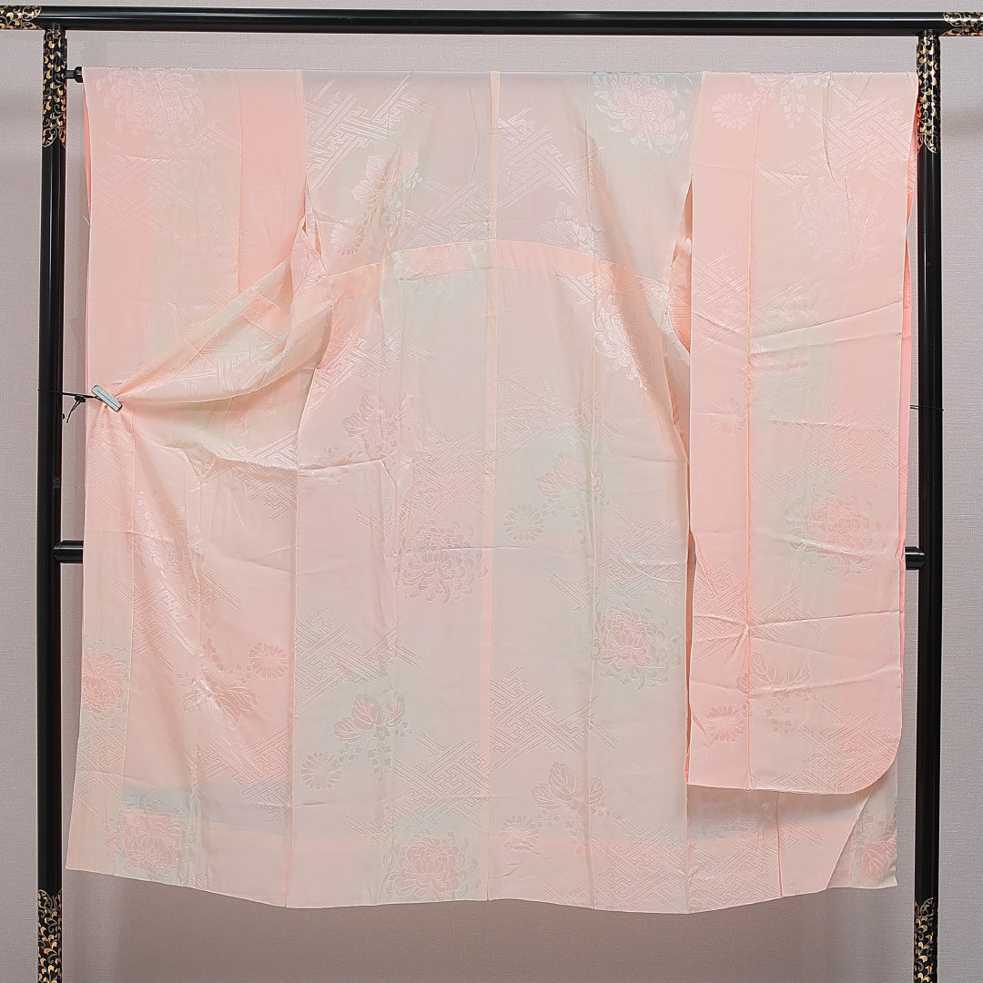 振袖用 長襦袢 無双袖 身丈143cm 裄丈67cm 正絹 Sランク 3XLサイズ 吉祥文様 ピンク系 1229-16613