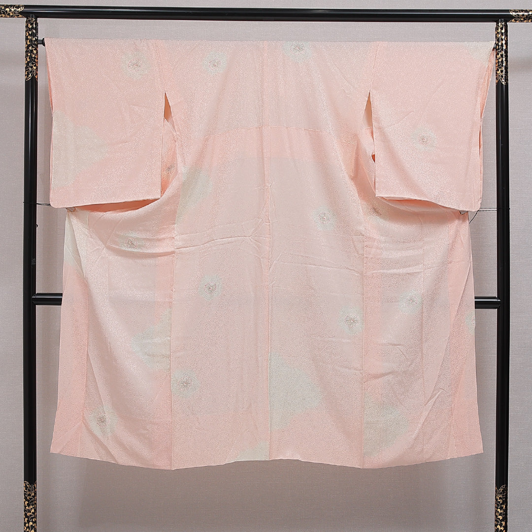長襦袢 無双袖 身丈136cm 裄丈67cm 正絹 Aランク 2XLサイズ 花柄 ピンク系 1229-16630
