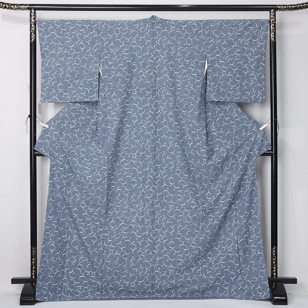 小紋 身丈172cm 裄丈67cm Sランク 2XL ポリエステル 洗える着物 袷 広衿 鹿 カジュアル グレー系 1215-12397｜糸千花和装　店