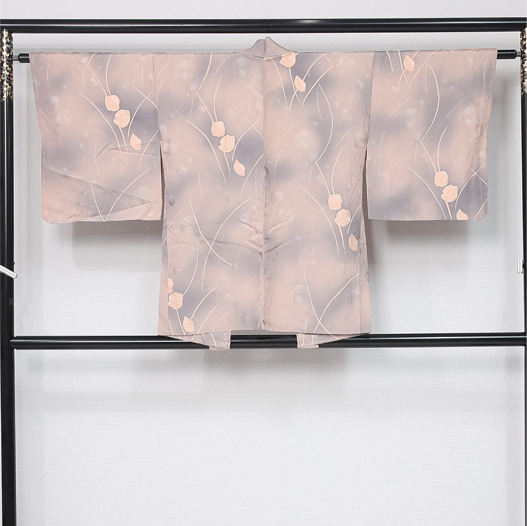 羽織 身丈76cm 裄丈62cm Sランク S 正絹 袷 草花 ぼかし 紐あり カジュアル ベージュ系 1217-12091 10,032円