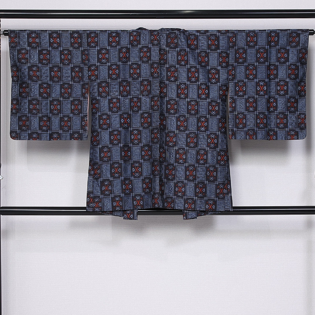 羽織 身丈79cm 裄丈65cm M 正絹 Aランク 袷 紬 紐あり 井絣 1217-10780|糸千花和装 店