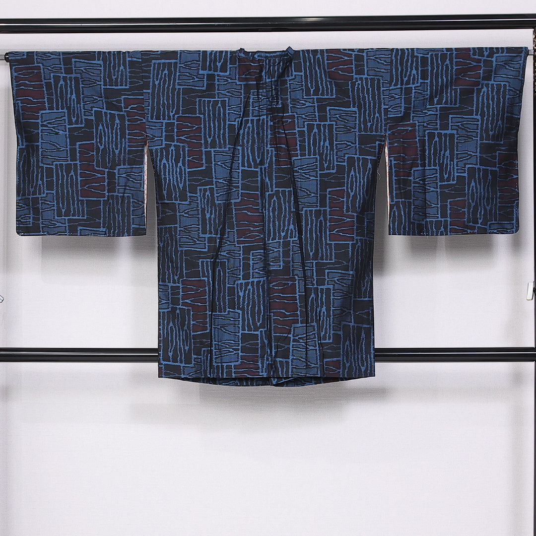 道行コート 身丈85cm 裄丈66.5cm M 正絹 Sランク 袷 紬 ポケットあり 1263-10806