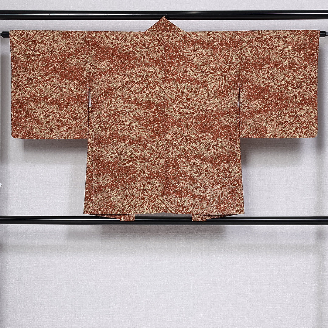 羽織 洗える着物 袷 身丈76cm 裄丈63cm ポリエステル Sランク Sサイズ カジュアル 笹 茶系 金系 1217-10271 10,032円