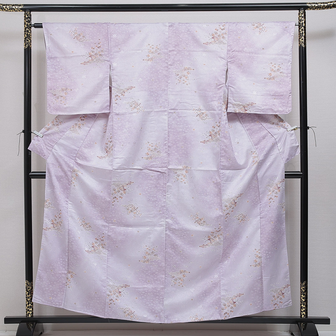 小紋 洗える着物 袷 身丈157cm 裄丈63cm ポリエステル Sランク Mサイズ 広衿 インフォーマル 古典柄 紫系 1215-16102|糸千花和装 店