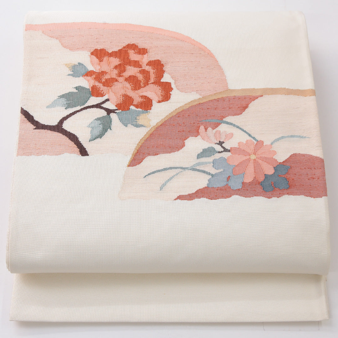 新古品 袋帯（紬） 帯丈428珊 心地好い 尖んがり柄 帯芯なし N位置づける 正絹 名取り草 菊 皮膚軟化剤系 1223-02237