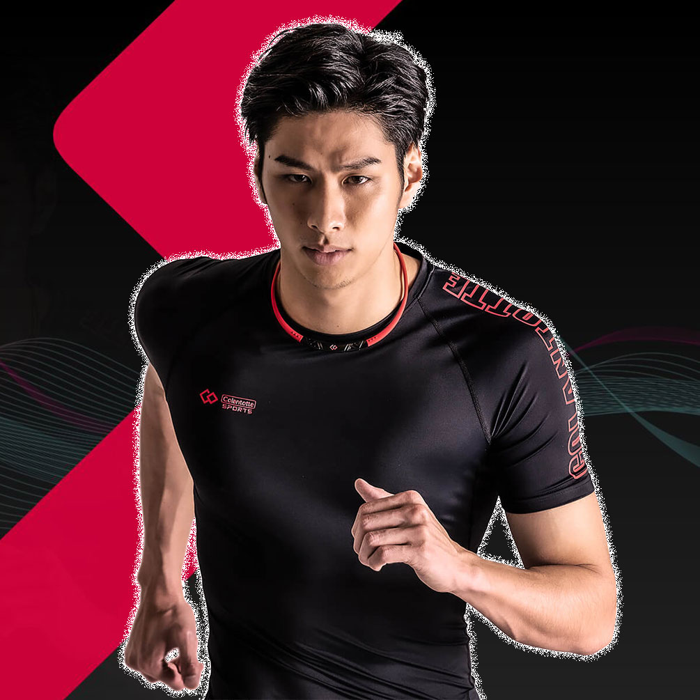 コラントッテスポーツウェアトップスショート強力磁石コンプレッションウェアメンズ疲労回復筋肉ケア機能性インナースポーツウェア着圧リカバリーランニング半袖