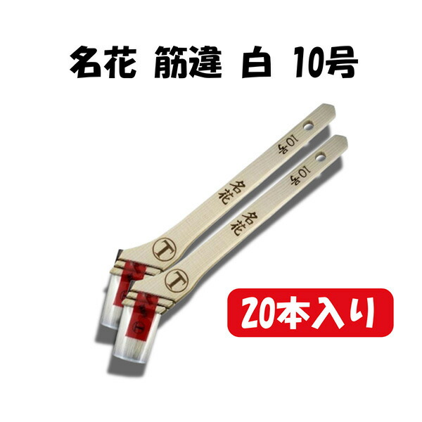 大塚刷毛製造 【20】（20本）速乾水性ニス用刷毛 「名花」 筋違 白 10号 1017530010 塗装 刷毛 プロ 職人 ニス用