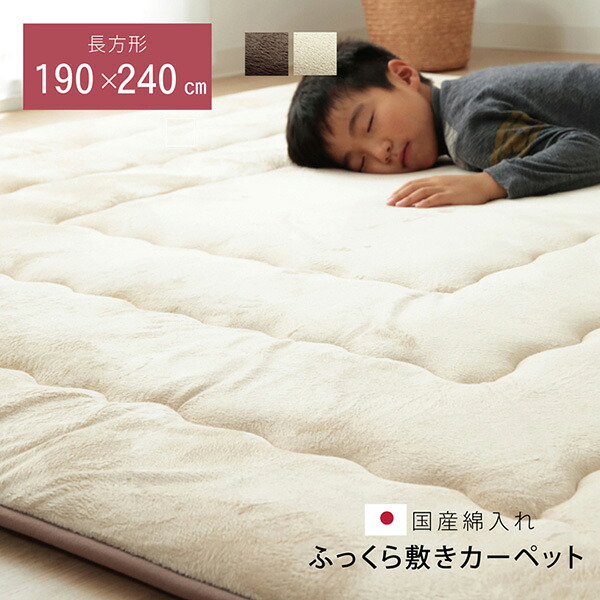 【メーカー直送】 国産固綿40mm使用 マイクロファイバー生地 ふっくら敷フィーラF敷 ブラウン 190×240cm 1161700060909 カーペット ラグ マット 絨毯 おしゃれ シンプル 無地 リビング 寝室 一人暮らし 新生活 模様替え