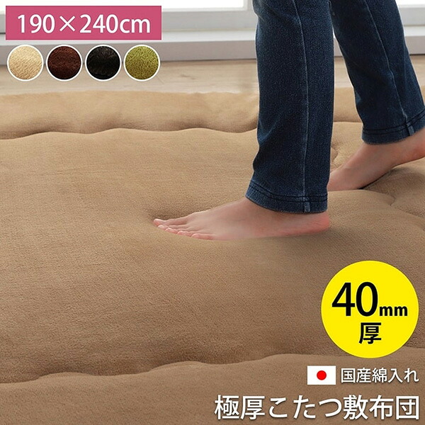 【メーカー直送】 国産固綿40mm使用 フランネル生地 ふっくら敷スムースF敷 グリーン 190×240cm 1161580120909 カーペット ラグ マット 絨毯 おしゃれ シンプル 無地 リビング 寝室 一人暮らし 新生活 模様替え インテリア