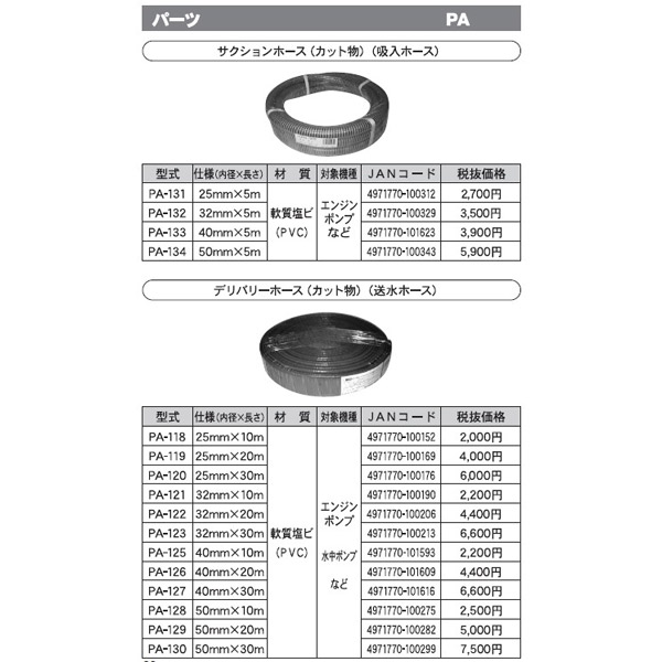 現品限り一斉値下げ！】 工進 KOSHIN :吐出ホース 50mm×50m PA-114 ホース pacific.com.co