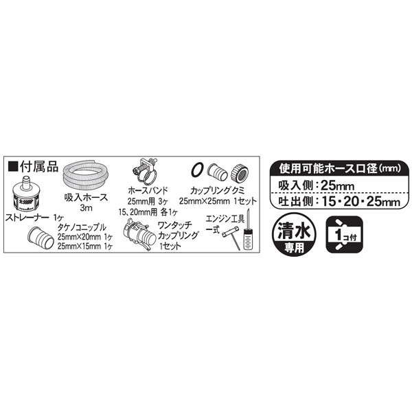 商い 工進 KOSHIN :エンジンポンプ ハイデルスポンプ 口径25ミリ ミニ4サイクル 8m洗浄ホース付き SEV-25FR マツサカ 丸山 寺田  鶴見 農業 散水 渇水 エンジン モーター ポンプ ハウス smartpipe.com.br