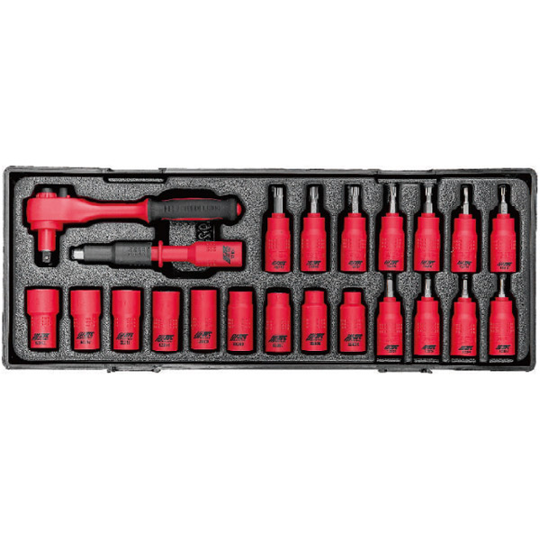 【地域制限有】【メーカー直送】JTCオートツールズ 6.3mm 22PCS 絶縁ソケットセット JTCK9221 1/4 ソケット ハンドツール ハイブリッド 電気 JTCK9221