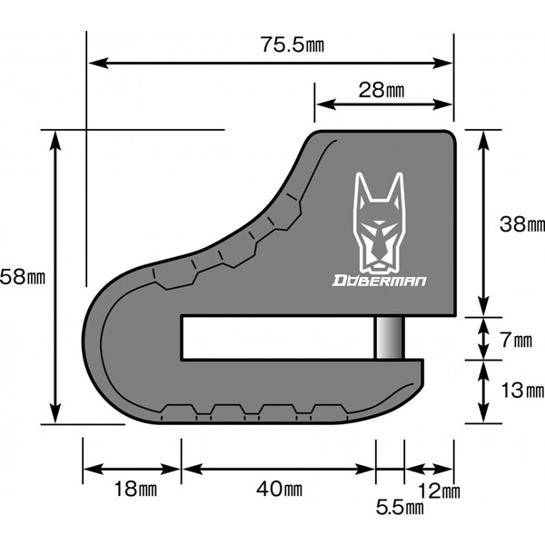 市場 南海部品:ナンカイ M DOBERMAN ディスクロック スパイラルワイヤーつき 愛車の番犬ドーベルマン