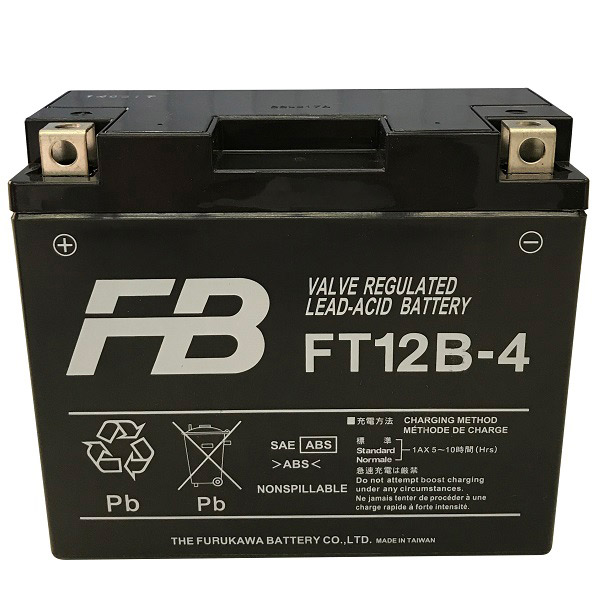 古河電池 シールド型 バイク用バッテリー ［ 液入充電済 ］ FTシリーズ FT12B-4 FB 古河電池 古河バッテリー メンテナンスフリー FT12B-4 ｜RideOne（ライドワン）