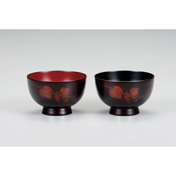 【メーカー直送】越前漆器 溜ぶどう 夫婦汁椀 EZ021332