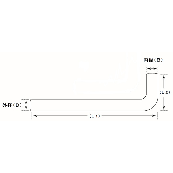 山脇産業:90度曲げパイプ L型 11-L075 YSK メッキ管 鉄製 安心と信頼 鉄製