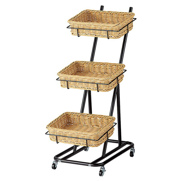 楽天市場】PP製バスケット付き3段スタンド 丸型 ブラウン 1台店頭や