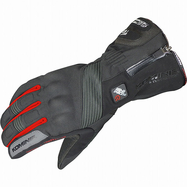 KOMINE(コミネ) GK-804 エレクトリックヒートグローブ-カシウス BLK/RED L 06-804-BK/RE-L |RideOne(ライドワン)