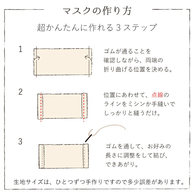 楽天市場 マスク 生地 ガーゼ 日本製 4枚手作りキット ゴム付き 洗えるマスク ダブルガーゼよりも5重ガーゼ 大人用 子供用 男女共用 風邪 花粉 ウイルス飛沫 対策 オーガニック 生成り キナリ イチオリショップ