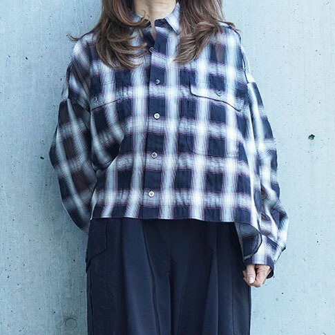 PASSIONE パシオーネ シアーシャツブラウス チェック柄 ショート丈 春夏シーズン 616952｜ICHITA1904店