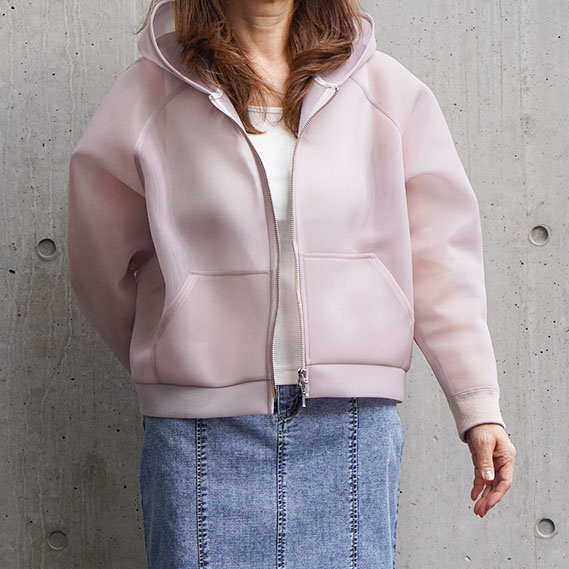 DigniteCollier ディニテコリエ シアー ボンディング ジップパーカー レディースパーカー 春夏秋シーズン 80267027|ICHITA1904店
