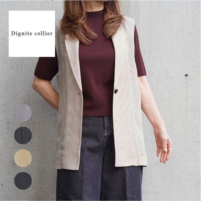 DigniteCollier ディニテコリエ レディース メッシュ限りない メッシュ原料品 春夏陽気 事務所心地好い オケージョン 好いたらしいめ 80267202 レディースファッション-ベスト・ジレ-トップス