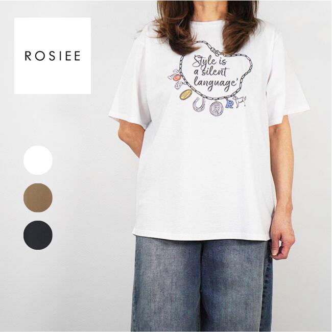 ROSIEE ロージー レディース ティーシャツ 刺しゅう×刷り上げる シルケットチャームイラストティーシャツ 半袖 カットソー 春夏 r830317 Tシャツ・カットソー-トップス-レディースファッション