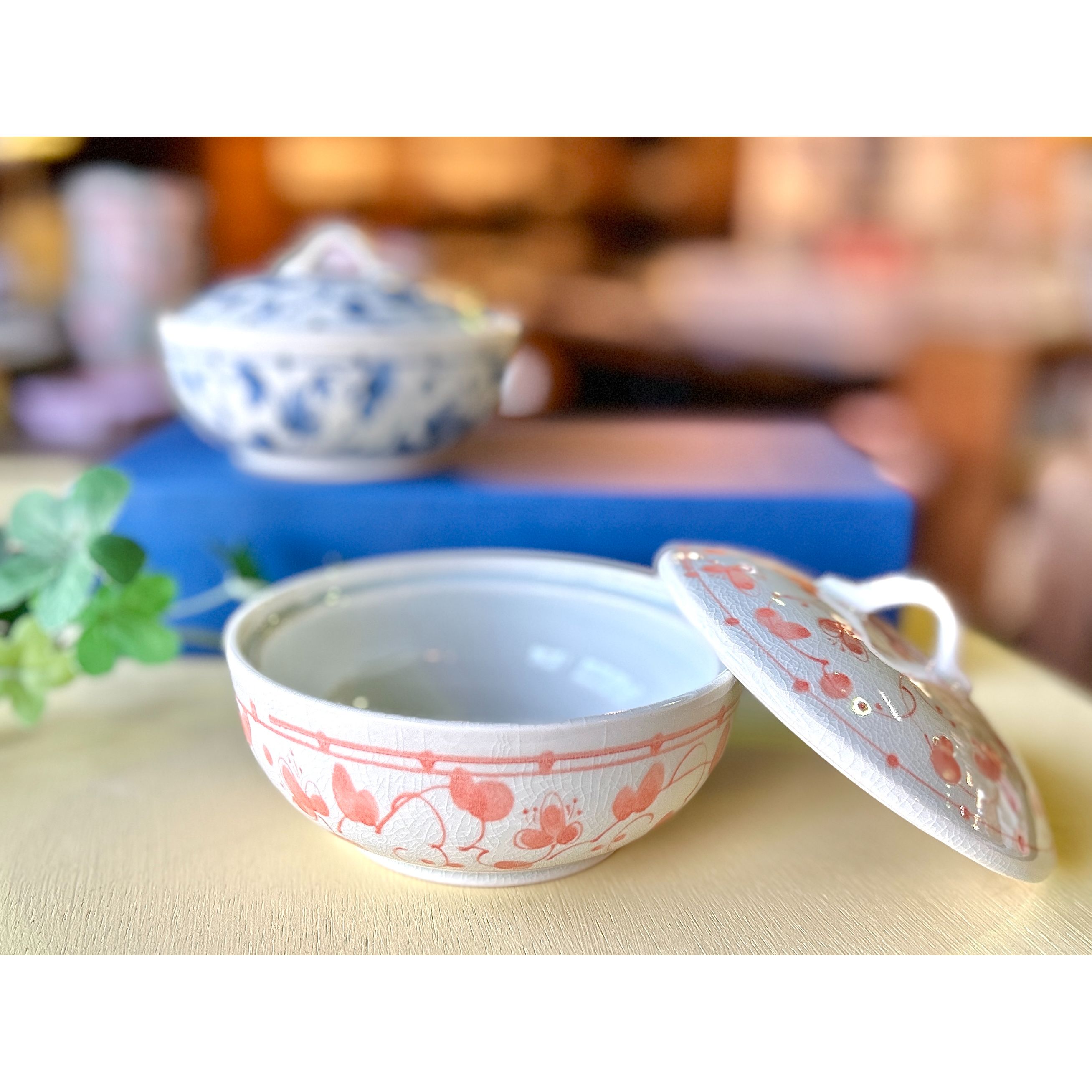 ◇共箱有 古織部焼 薬味入れ 銘有り 珍味入れ 蓋付き 陶器 有田焼 金継ぎ 箱型 薬味入れ 薬味 業務用